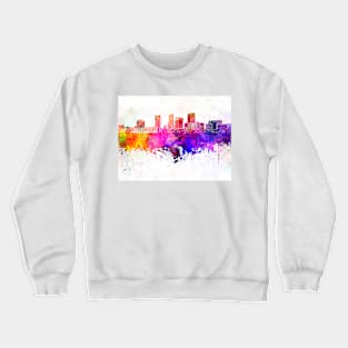 Akron skyline in watercolor background Crewneck Sweatshirt